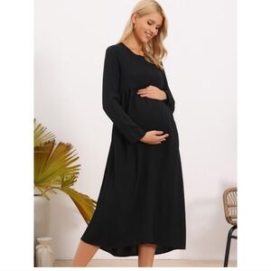Never Worn Womens Nursing Breastfeeding Dress Zip Front Long Sleeve Ships Fast